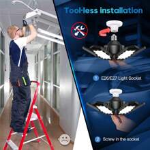 LED Garage Lights 2 Pack, 30000LM Deformable Garage Light Ceiling LED Shop Lights, 150W E26/E27 LED Light Garage Lighting With 6 Adjustable Panels Garage Bulb For Basement, Attic - 2 PCS - View 4