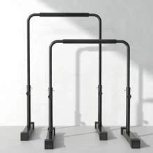 Sportnow Set 2 Barre per Dip Regolabile su 4 Altezze con Maniglie Antiscivolo, Push Up Bar in Acciaio, 70x50x80-105 cm, Nero - nero - Visualizzare 7