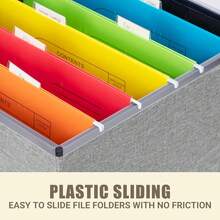 2Pack File Storage Organizer With 10 Hanging Folders & Plastic Slide, Collapsible Linen File Box With Lid For Office, Home, Moving, Portable File Storage Organizer For Letter/Legal Size, Pink - 灰色 - 查看 2