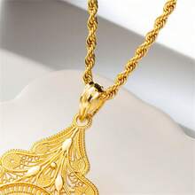 Vintage Gold Coin Necklace - Luxury Zinc Alloy Gold Plated Coin Pendant, Traditional Algerian Jewelry - One Size - View 6