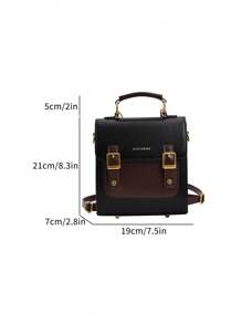 全新大容量休闲迷你复古翻盖背包手提包单肩包，圣诞礼物 - 黑色 - 查看 9