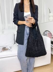 ENBEI Lightweight, Portable, Stylish, Simple Glitter Detail Crochet Bag Glitter Knitted Evening Bag Women Shiny Handbags Luxury Women Handbags Ladies Clutch Bag For Party Wedding Bride Bridesmaid Bags Prom Elegant Ladies Suitable For Teen Girls, Female College Students, Work, Business, Commuting, Mother's Day Gift, Gift For Mom,