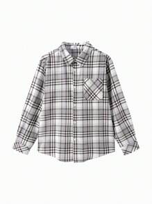 Balabala Boys' Long Sleeve Shirt, 2024 Spring And Autumn Collection, Checked Pattern For Girls - Coffee Brown - View 1