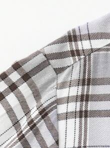 Balabala Boys' Long Sleeve Shirt, 2024 Spring And Autumn Collection, Checked Pattern For Girls - Coffee Brown - View 3