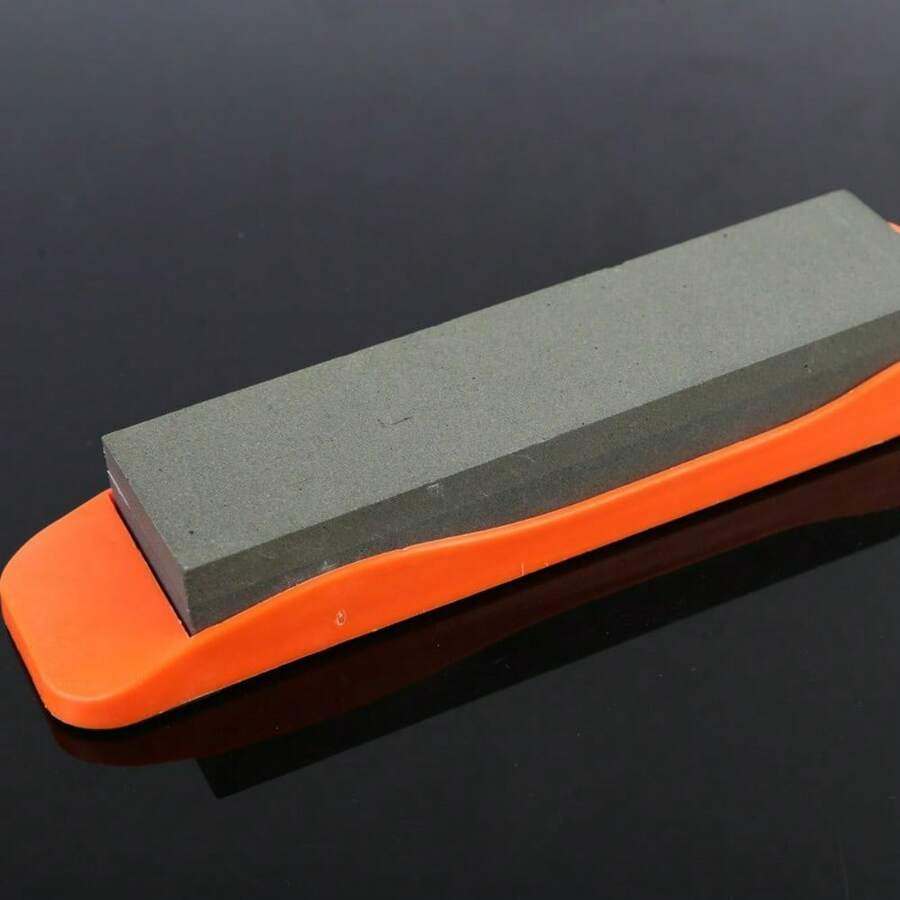 1 pieza Afilador de piedra de esmeril de doble cara con piedra de moler de corindón y base para afilar cuchillos de cocina - 5,9 pulgadas * 1,65 pulgadas - Ver 1