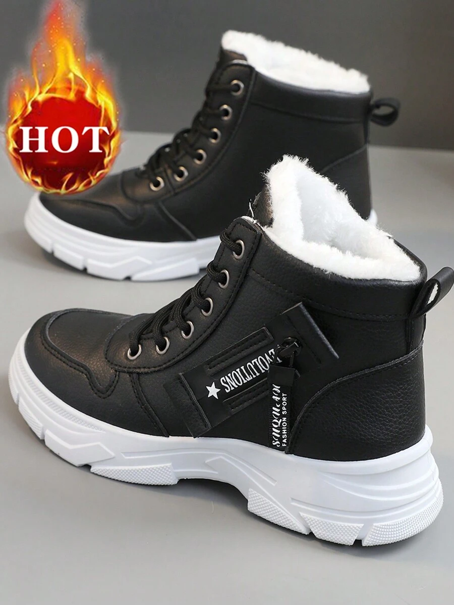 女大码（41-44码）雪地靴2024新款冬季保暖内衬高帮黑色冬鞋短筒短靴学生百搭靴子