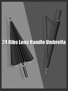 1pc 24-Bone Long Shank Umbrella, Automatic Open Golf Umbrella, Unisex Windproof Umbrella - Default - View 10