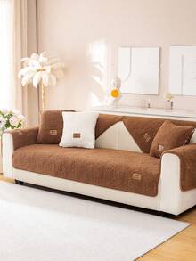 1 pezzo Copridivano con fodera in pile extra spessa antiscivolo, morbida e soffice protezione per divani, tappeto per divani amico degli animali, per decorazione camera da letto, ufficio, soggiorno - Castano - Visualizzare 4