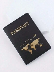 1 pièce Étui de passeport en PU créatif avec porte-billet, étui de passeport mode pour voyage de vacances, protection de l'étui de passeport