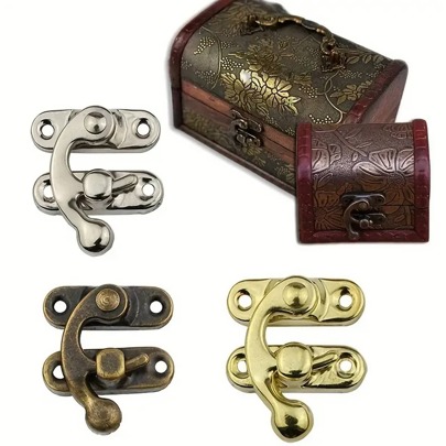 10pcs Antique Bronze Iron Padlock Hasp Hook Lock For Mini Jewelry Wooden Box With Screws Furniture Hardware 27*32mm (1.06in*1.26in)