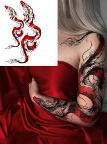 1 Máy Tính Lớn Rồng Đỏ Hình Xăm Tạm Thời Nữ Tạm Thời Hình Xăm Vai Tạm Thời Thực Tế Lưng Hình Xăm Ngực Cho Người Lớn - Đỏ - Xem 2