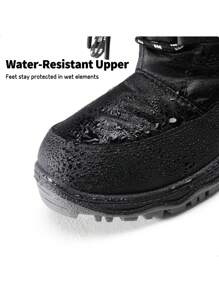 Boys Girls Snow Boots Mid Calf Winter  Warm Lined Slip Resistant  Waterproof For Kid Ski And Make A Snowman,Christmas Gifts - 黑色 - 查看 8