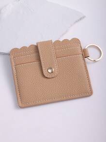 1pc PU Leather Card Holder With Keychain And Tassel Pendant For Women, Card Case And Coin Purse