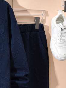 Vihyde 2pcs/Set Boys Vintage Zip Collar Long Sleeve Polo Shirt & Cuffed Pants