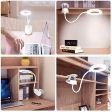 LED Rechargeable Clamp Clip On Flexible Desk Light Reading Table Night Lamp -USB - Luz cálida, Luz blanca, Luz cálida y blanca - Ver 6