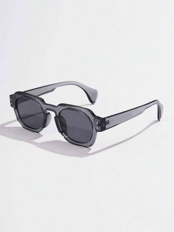 1 pièce Lunettes de soleil asymétriques carrées vintage pour hommes, style streetwear décontracté hip hop, polyvalent pour l'extérieur, la mode des célébrités, les voyages, les looks de rue et les tenues avec pull, veste, sweatshirt, pantalon et pantalon cargo, idéal pour l'été, les vacances, l'extérieur et les voyages
