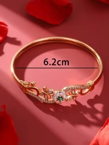 1 peça de Pulseira de Bracelete Floral Geométrica de Aço Inoxidável Dourado com Strass, Elegante, Romântico, Vintage e Simples, Adequada para Uso Diário, Festa, Encontro e Presente para Damas de Honra