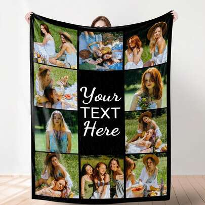1pc Custom Blanket , Customization Blankets With Over 10 Images,Personalized Soft Cozy Blankets, Personalized Gift,Custom Gift Blanket For Birthday Washable,Lightweight,Breathable, Cozy,Warm,Comfortable Custom,Unique,Personalized Ideal Gifts For Him,Ideal Gifts For Her,Ideal Gifts For Boyfriend,Ideal Gifts For Girlfriend,Ideal Gifts For Dad,Ideal Gifts For Mom,Ideal Gifts For Friends,Ideal Gifts For Family Him,Her,Boyfriend,Girlfriend,Dad,Family,Mom,Friends For Anniversaries,For Graduation,For Housewarming,For Weddings,For Birthdays Sofa,Bed,Car,Tea Room,Bedroom,Living Room,Customized Throws,Season Picks,Fall Decor