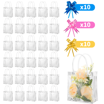 30 Piezas Bolsas de Regalo de PVC Transparente para dulces 30pcs bolsitas para dulces  bolsas de dulces para fiestas infantiles bolsas de plastico para dulceros Reutilizable de bolsas para recuerdos,festivales y regalos hechos a mano,mano de fiesta de vacaciones, bolso cosmético de gelatina de pvc, regalo, reutilizable, suministros para pequeñas empresas, artículos de mejor valor, bolsas de compras, mochilas de fiestas, regalos de boda, cumpleaños hechos a mano(20*20*8cm)