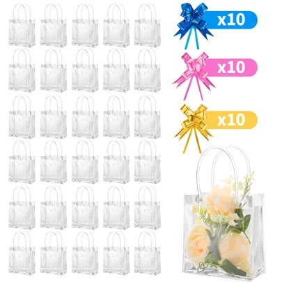 30 Piezas Bolsas de Regalo de PVC Transparente para dulces 30pcs bolsitas para dulces  bolsas de dulces para fiestas infantiles bolsas de plastico para dulceros Reutilizable de bolsas para recuerdos,festivales y regalos hechos a mano,mano de fiesta de vacaciones, bolso cosmético de gelatina de pvc, regalo, reutilizable, suministros para pequeñas empresas, artículos de mejor valor, bolsas de compras, mochilas de fiestas, regalos de boda, cumpleaños hechos a mano(20*20*8cm)