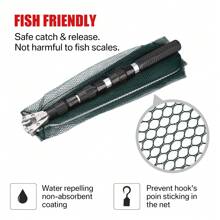 Fishing Landing Net With Telescopic Handle, Foldable & Collapsible, Lightweight Aluminum Alloy Frame, Portable Long Handle For Bird & Fish Catch And Release