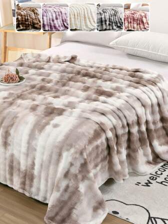1pc Ink Dyed Faux Mink Fur Blanket, Soft Fluffy Plush Throw Rug, Warm And Reversible Traveling/Bed Blanket, Suitable For Living Room, Sofa, Bedroom, Dorm