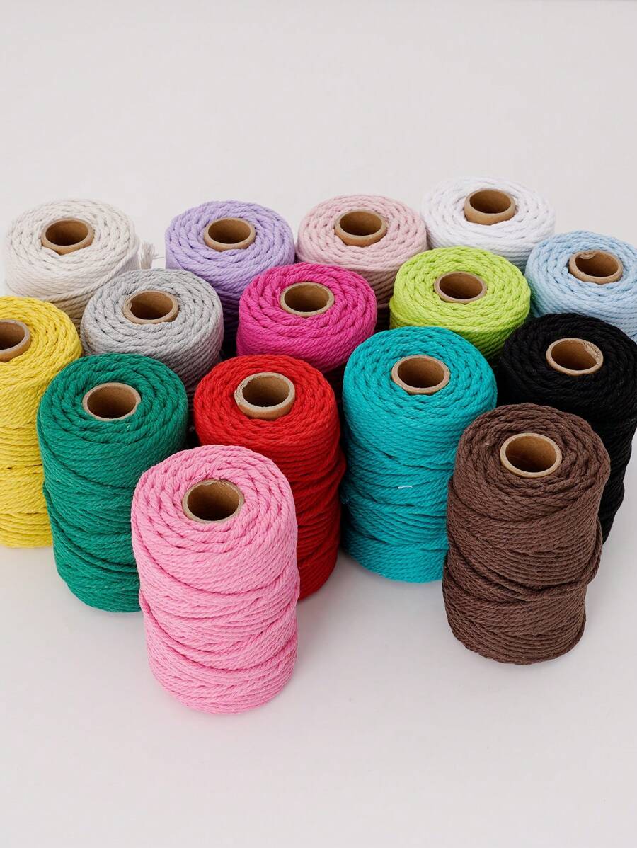 Cuerda macramé de 3 mm x 50 m, cuerda retorcida colorida, cuerda, hilo de macramé para colgantes de pared, portamacetas, manualidades, proyectos de decoración DIY - Multicolor - Ver 1