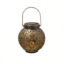 1/2 stuks op zonne-energie werkende metalen holle pioenlantaarn, waterdichte buitenverlichting voor tuin en landschap, decoratieve hanglamp