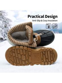 Kids Winter Snow Boots | Waterproof Insulated Mid Calf Ski Boots With Cozy Knit Collar For Boys & Girls - Cà phê nâu - Xem 6