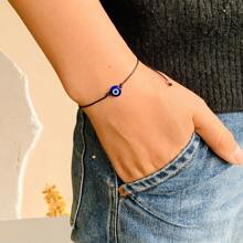 4 件套玻璃珠、土耳其之眼和恶魔之眼魅力友谊手链，黑色和红色