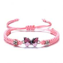 1/7 piezas Pulsera tejida de mariposa colorida de moda, joyería de aleación de estilo bohemio, regalo exquisito, apto para hombres y mujeres, pulsera casual diaria, accesorio de playa de verano, regalo de amistad