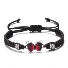 1/7 piezas Pulsera tejida de mariposa colorida de moda, joyería de aleación de estilo bohemio, regalo exquisito, apto para hombres y mujeres, pulsera casual diaria, accesorio de playa de verano, regalo de amistad