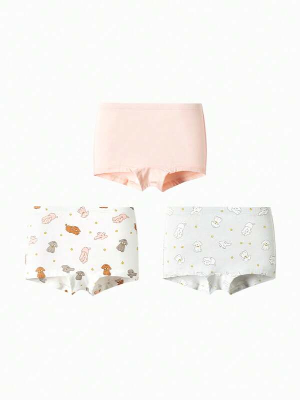 Balabala Tween Girls  Boxer Briefs, 2024 Autumn Collection, Soft And Comfortable, Three-Pack Set