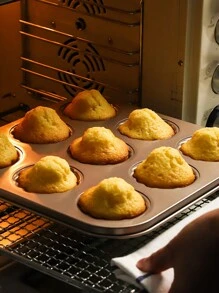 12 杯玛德琳蛋糕模具，不粘贝壳蛋糕模具，适用于自制小蛋糕、糖果、甜甜圈烤箱烤盘 - 金色 - 查看 8