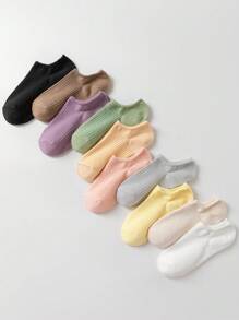 10 Paar Candy-Farben Dopamin gestreifte Damen Knöchelsocken, leicht, modisch, vielseitig, atmungsaktiv, geruchsresistent