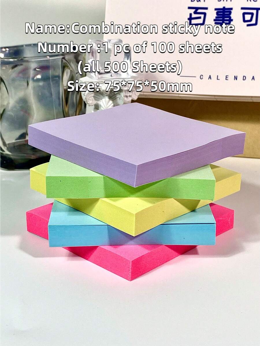 5 Pieces 500 Notes Simple Morandi Color SelfAdhesive Note Paper 500