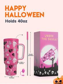 40 盎司带手柄和吸管的玻璃杯，真空隔热水瓶，保温杯，带盖和吸管的玻璃杯，隔热不锈钢旅行杯，100% 防漏，保冷 34 小时或保温 10 小时，便携，适合户外露营、徒步旅行、驾驶和汽车旅行 - 粉色 - 查看 5