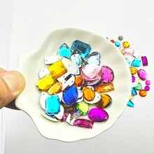 100pcs Sewing Acrylic Rhinestones Mixed Shapes Sew On 2-Hole Crystal Diamante Decoration For Clothing - Multicolor - View 6