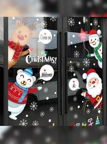 1 Weihnachtsfensteraufkleber, Anhänger Elch weiße Schneeflocke Fensteraufkleber, Winterdekoration für Weihnachtsparty Zuhause, Szenenendekoration, für Glastüren, Glasvitrinen, Kühlschränke, Fenster, Bodenspiegel, Türen und andere Feiertags-Dekoration, Zimmerdekoration, Heimdekoration, Bürodekoration, Themenfestdekoration, Weihnachtsdekoration, Weihnachten