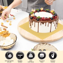 10 件蛋糕纸板，方形金色烘焙板，扇贝边缘防油蛋糕板 - 加厚底座蛋糕板，适用于婚礼生日蛋糕装饰用品，披萨底座蛋糕盘配件 - 金色 - 查看 5