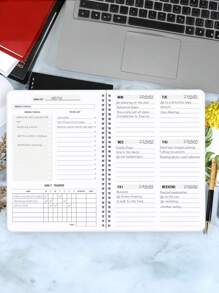 Trees Undated Weekly Planner Notebook, Daily Schedule, Spiral Bound, Goal Setting, Habit Tracker, Essential For Women Back To School - Black - View 4