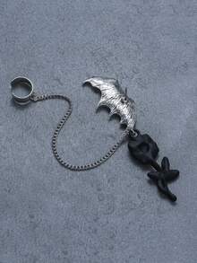 1 chiếc khuyên tai hình dơi và hoa hồng Gothic tối màu trang sức Halloween - Nhiều màu - Xem 5
