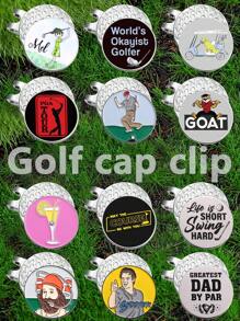 1/12Pcs Golf Ball Marker Golf Hat Clip Magnetic Alloy Marker Golf Accessories Golf Clubs, Golf Poses, Golf Cart, Juice, Fun Text, Lucky Gift For Golfers - Multicolor - View 1
