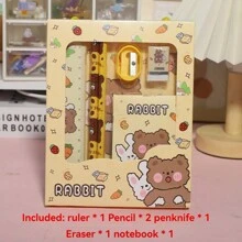 6 piezas/set de artículos de papelería con diseño de dibujos animados, suministros de premios de aprendizaje para estudiantes - Multicolor - Ver 13