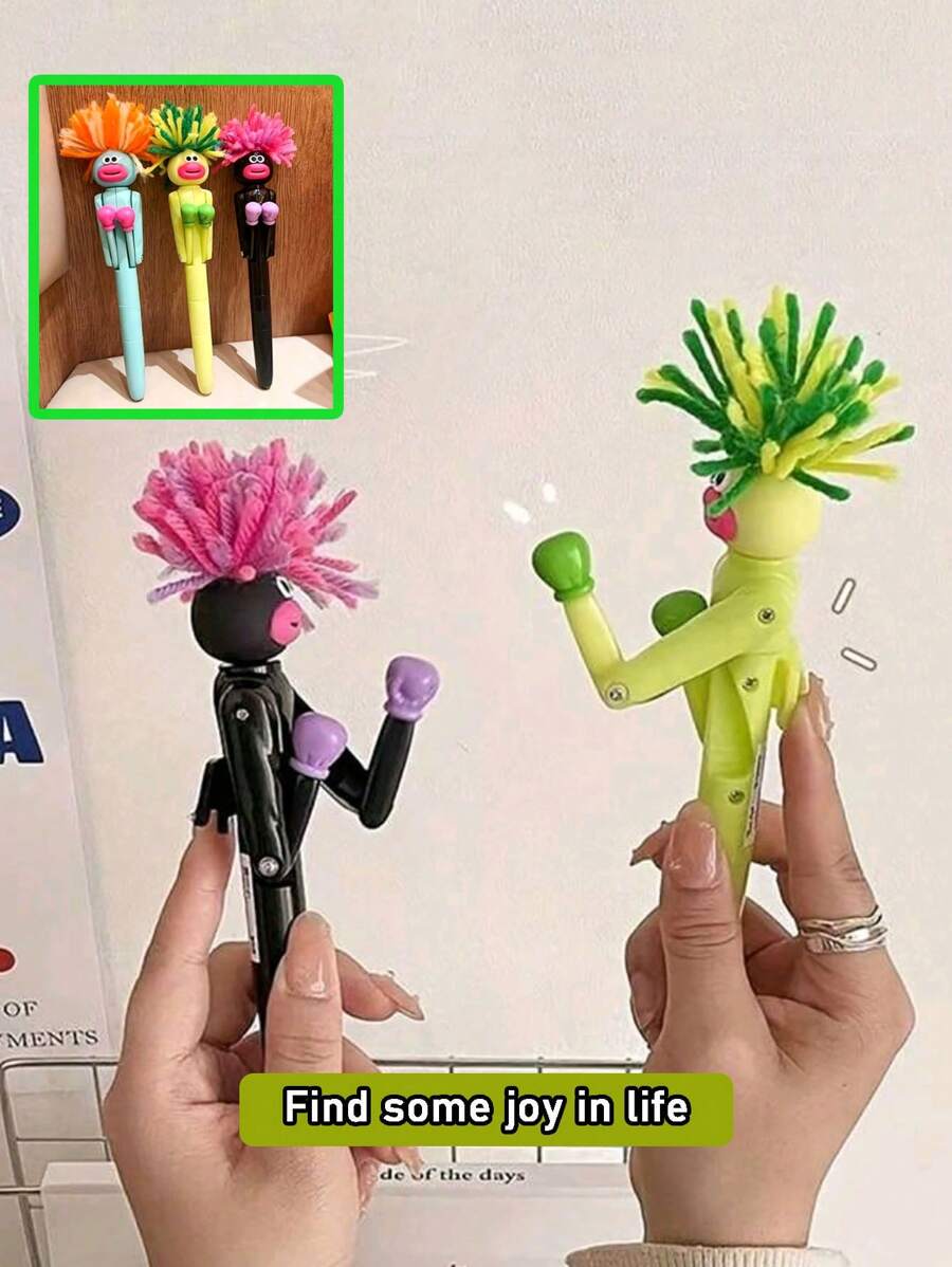 Zazumi 1 件/11 件创意互动拳击笔，爆炸嘴设计，1.0 毫米黑色墨水笔芯，按压式减压圆珠笔，有趣的生日、圣诞礼物 - 一份独特的礼物