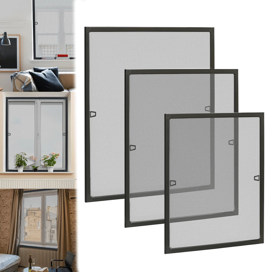 VA-Cerulean Insect Protection Fly Screen 80*100cm / 100*120cm / 120*140cm Window Dust Extendable Mosquito Net Fly Screen Without Drilling White / Anthracite - Anthracite - View 1