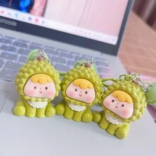 New 3D Fruit Pompom Bell Keychain, Girl's Sweet Style Student Accessory, Best Friend/Couples Gift - According to Style - View 7