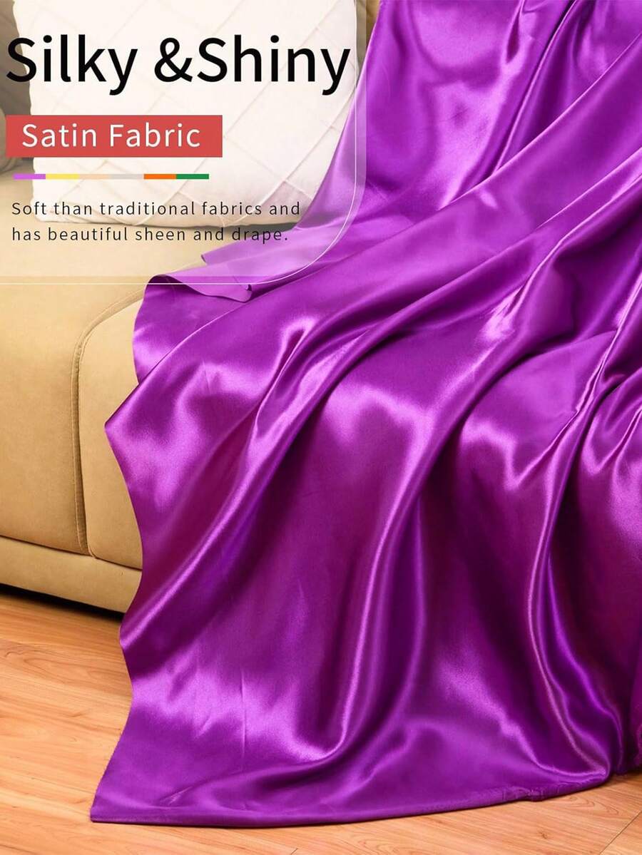 1 件缎纹布面料，紫色，适合婚纱、生日派对、晚宴、房间装饰 - 紫色 - 查看 1