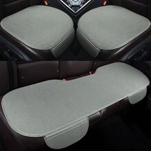 3-Piece Set Linen Car Seat Cushion Cover, All-Season Breathable Anti-Slip Front 2pcs + Rear 1pc Long Pad - View 6