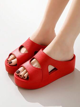 Women's Platform Slide Sandals, Open Toe Slippers, Anti-Slip Thick Sole High Heel Beach Shoes